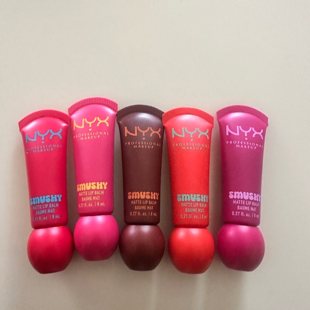 NYX Smushy Matte Lip Balm Collection - Pink, Red, Brown Lot of 5 BRAND NEW